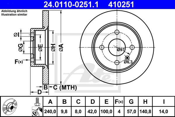 Bremsscheibe Hinterachse ATE 24.0110-0251.1 von ATE