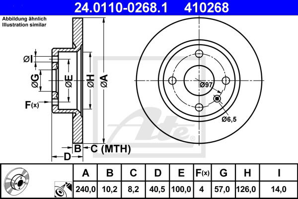 Bremsscheibe Hinterachse ATE 24.0110-0268.1 von ATE