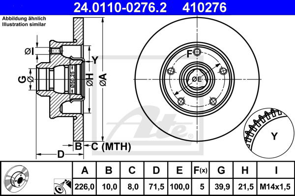 Bremsscheibe Hinterachse ATE 24.0110-0276.2 von ATE