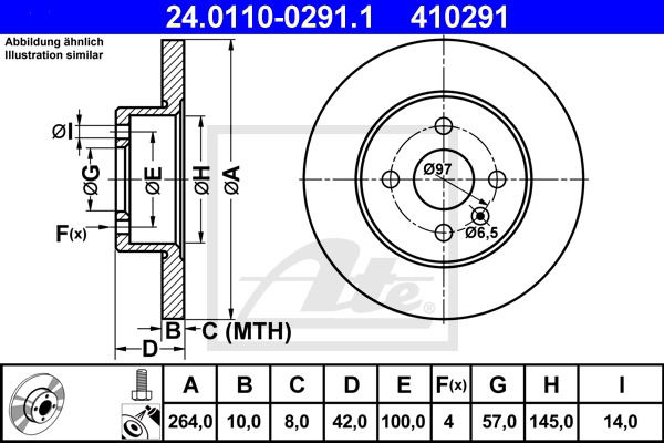 Bremsscheibe Hinterachse ATE 24.0110-0291.1 von ATE