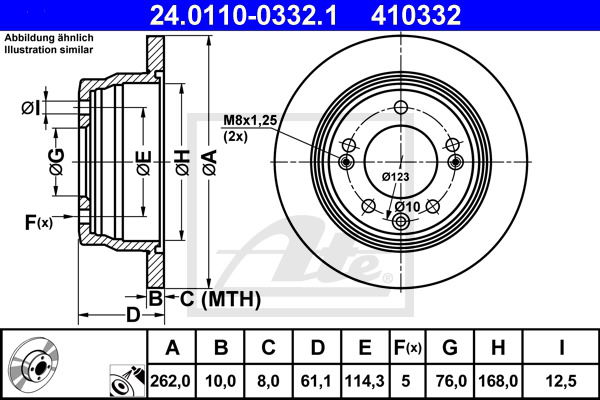 Bremsscheibe Hinterachse ATE 24.0110-0332.1 von ATE