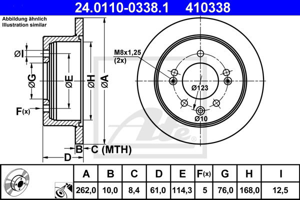 Bremsscheibe Hinterachse ATE 24.0110-0338.1 von ATE