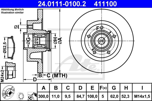 Bremsscheibe Hinterachse ATE 24.0111-0100.2 von ATE