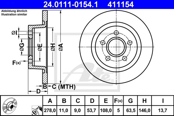 Bremsscheibe Hinterachse ATE 24.0111-0154.1 von ATE