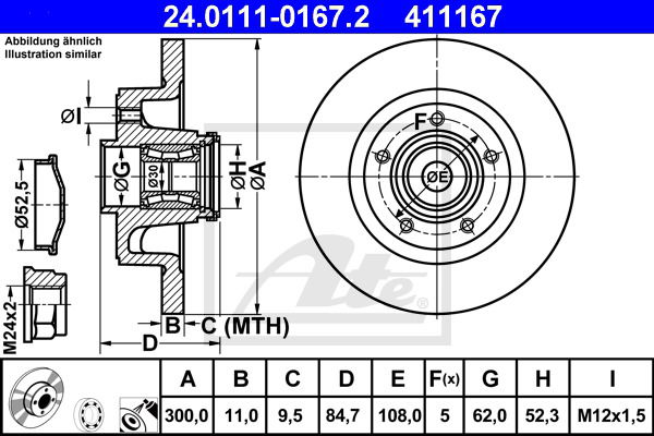 Bremsscheibe Hinterachse ATE 24.0111-0167.2 von ATE