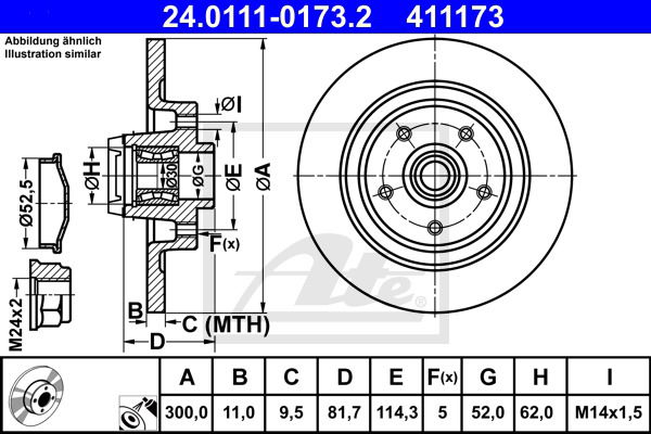 Bremsscheibe Hinterachse ATE 24.0111-0173.2 von ATE