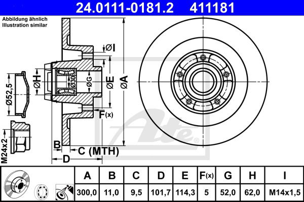 Bremsscheibe Hinterachse ATE 24.0111-0181.2 von ATE