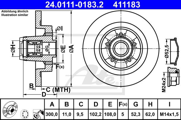 Bremsscheibe Hinterachse ATE 24.0111-0183.2 von ATE