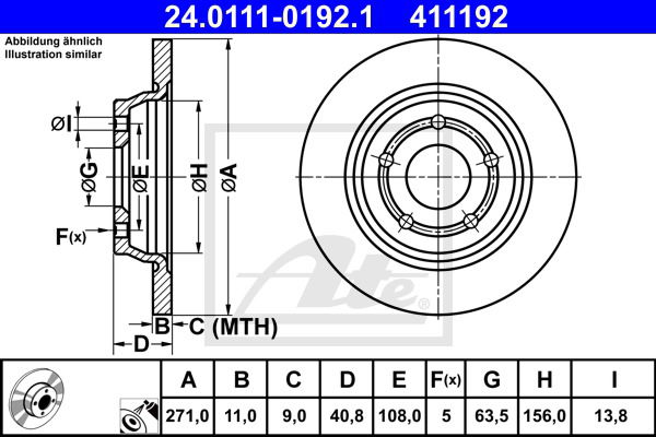 Bremsscheibe Hinterachse ATE 24.0111-0192.1 von ATE