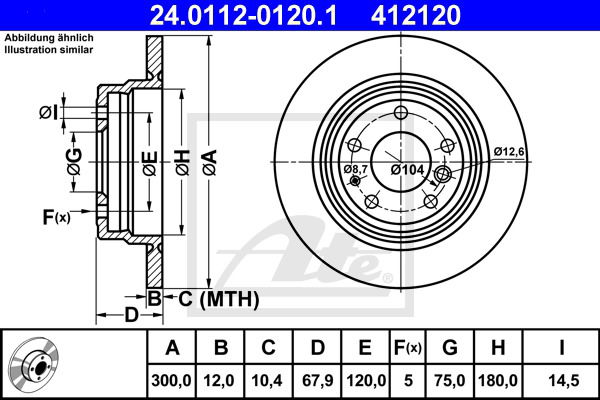 Bremsscheibe Hinterachse ATE 24.0112-0120.1 von ATE