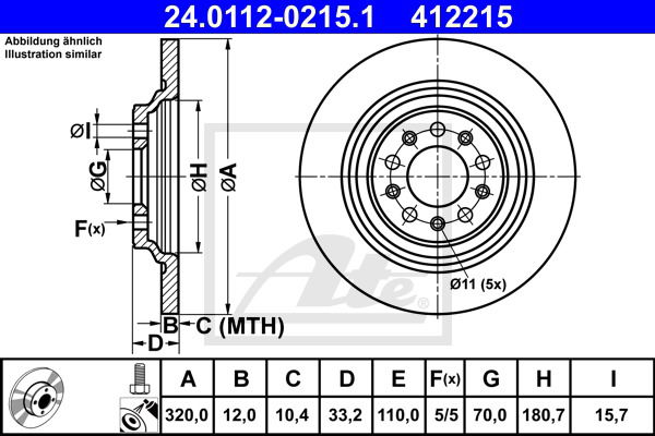 Bremsscheibe Hinterachse ATE 24.0112-0215.1 von ATE