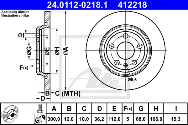 Bremsscheibe Hinterachse ATE 24.0112-0218.1 von ATE