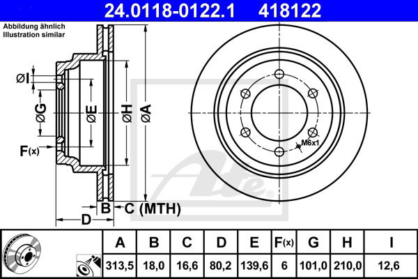 Bremsscheibe Hinterachse ATE 24.0118-0122.1 von ATE