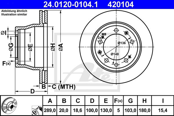 Bremsscheibe Hinterachse ATE 24.0120-0104.1 von ATE