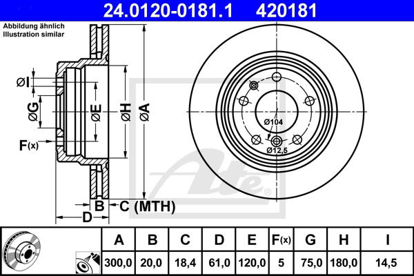 Bremsscheibe Hinterachse ATE 24.0120-0181.1 von ATE