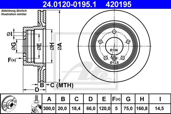 Bremsscheibe Hinterachse ATE 24.0120-0195.1 von ATE