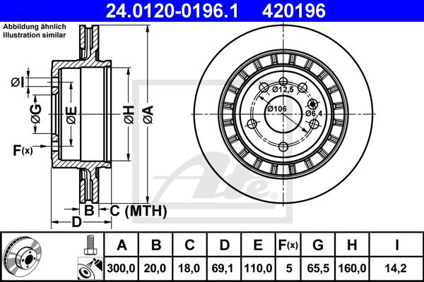 Bremsscheibe Hinterachse ATE 24.0120-0196.1 von ATE