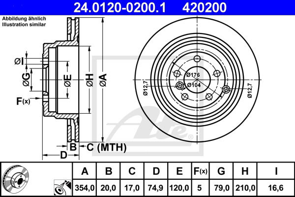 Bremsscheibe Hinterachse ATE 24.0120-0200.1 von ATE