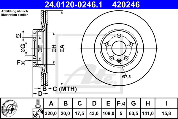 Bremsscheibe Hinterachse ATE 24.0120-0246.1 von ATE