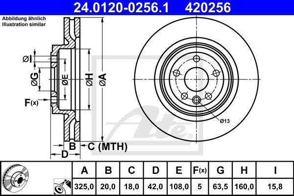 Bremsscheibe Hinterachse ATE 24.0120-0256.1 von ATE