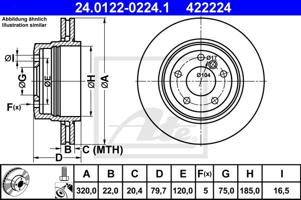 Bremsscheibe Hinterachse ATE 24.0122-0224.1 von ATE