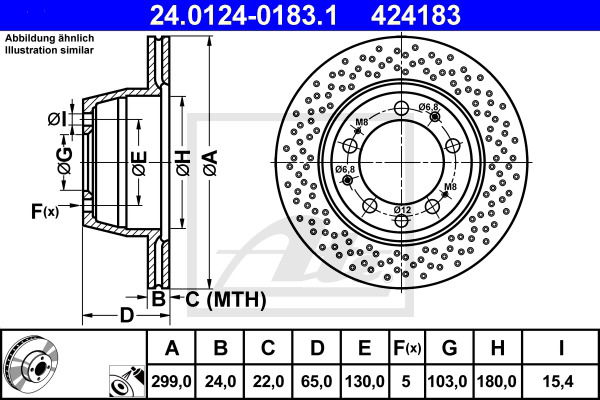 Bremsscheibe Hinterachse ATE 24.0124-0183.1 von ATE