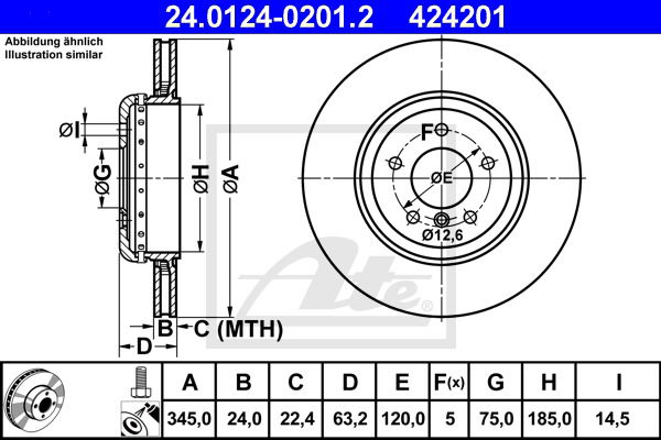 Bremsscheibe Hinterachse ATE 24.0124-0201.2 von ATE