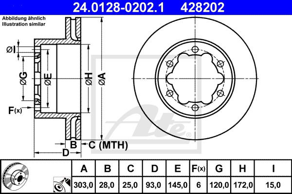 Bremsscheibe Hinterachse ATE 24.0128-0202.1 von ATE