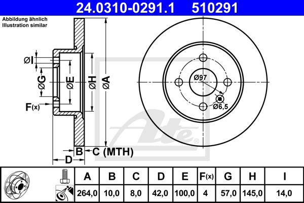 Bremsscheibe Hinterachse ATE 24.0310-0291.1 von ATE