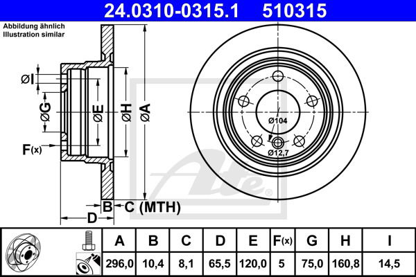 Bremsscheibe Hinterachse ATE 24.0310-0315.1 von ATE