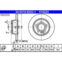 Bremsscheibe PowerDisc ATE 24.0310-0223.1, 1 Stück von Ate