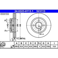 Bremsscheibe ATE PowerDisc 24.0323-0113.1, 1 Stück von Ate