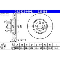 Bremsscheibe ATE PowerDisc 24.0325-0198.1, 1 Stück von Ate