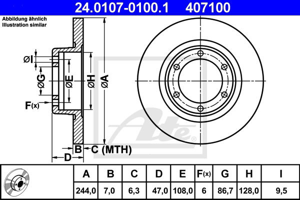 Bremsscheibe Vorderachse ATE 24.0107-0100.1 von ATE