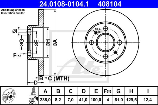 Bremsscheibe Vorderachse ATE 24.0108-0104.1 von ATE