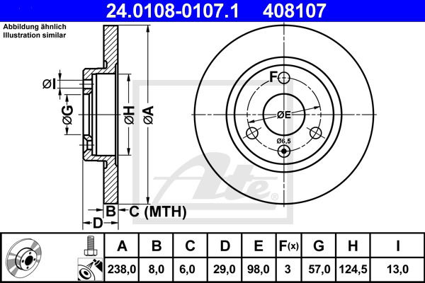 Bremsscheibe Vorderachse ATE 24.0108-0107.1 von ATE