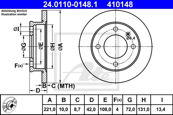 Bremsscheibe Vorderachse ATE 24.0110-0148.1 von ATE