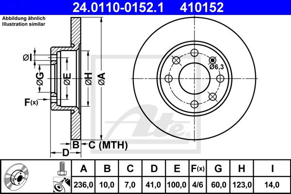 Bremsscheibe Vorderachse ATE 24.0110-0152.1 von ATE