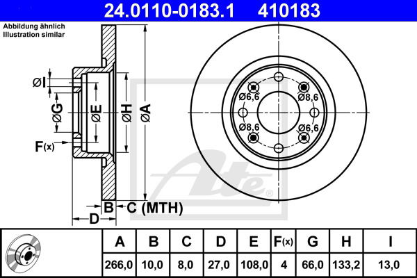 Bremsscheibe Vorderachse ATE 24.0110-0183.1 von ATE