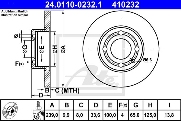 Bremsscheibe Vorderachse ATE 24.0110-0232.1 von ATE