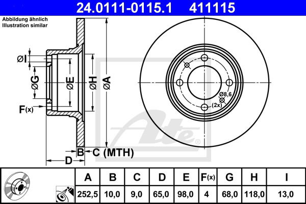 Bremsscheibe Vorderachse ATE 24.0111-0115.1 von ATE