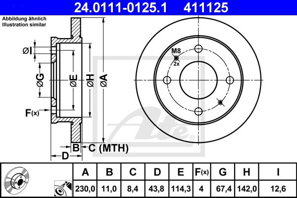 Bremsscheibe Vorderachse ATE 24.0111-0125.1 von ATE