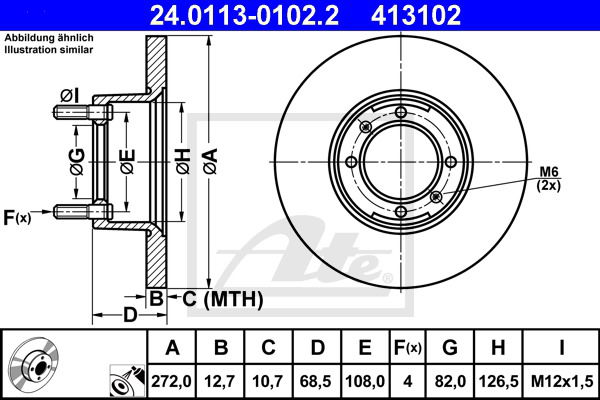 Bremsscheibe Vorderachse ATE 24.0113-0102.2 von ATE