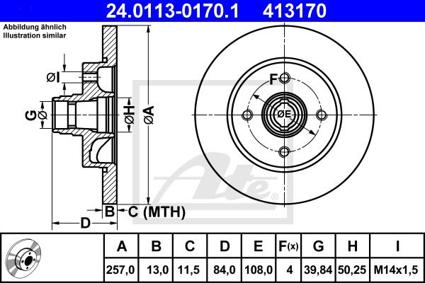 Bremsscheibe Vorderachse ATE 24.0113-0170.1 von ATE