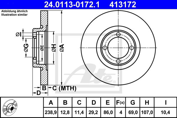 Bremsscheibe Vorderachse ATE 24.0113-0172.1 von ATE