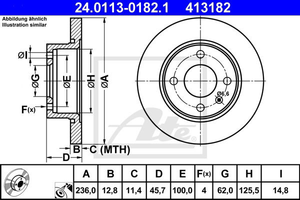 Bremsscheibe Vorderachse ATE 24.0113-0182.1 von ATE