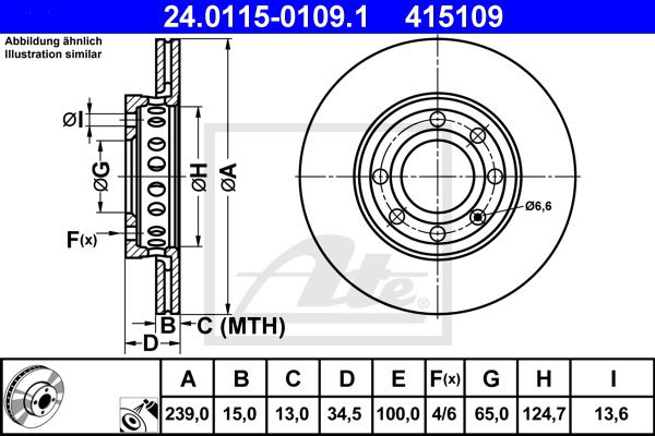 Bremsscheibe Vorderachse ATE 24.0115-0109.1 von ATE