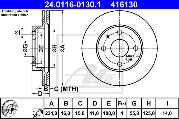 Bremsscheibe Vorderachse ATE 24.0116-0130.1 von ATE