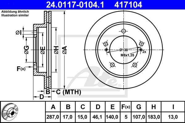 Bremsscheibe Vorderachse ATE 24.0117-0104.1 von ATE