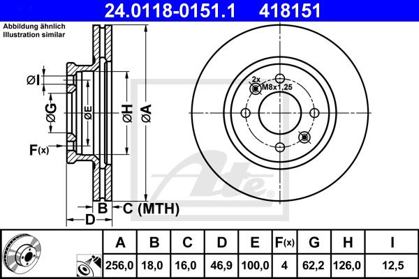 Bremsscheibe Vorderachse ATE 24.0118-0151.1 von ATE